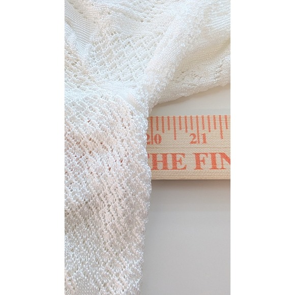 White House Black Market WHBM White Crochet Sheer Top Embellished Size M - Picture 9 of 10